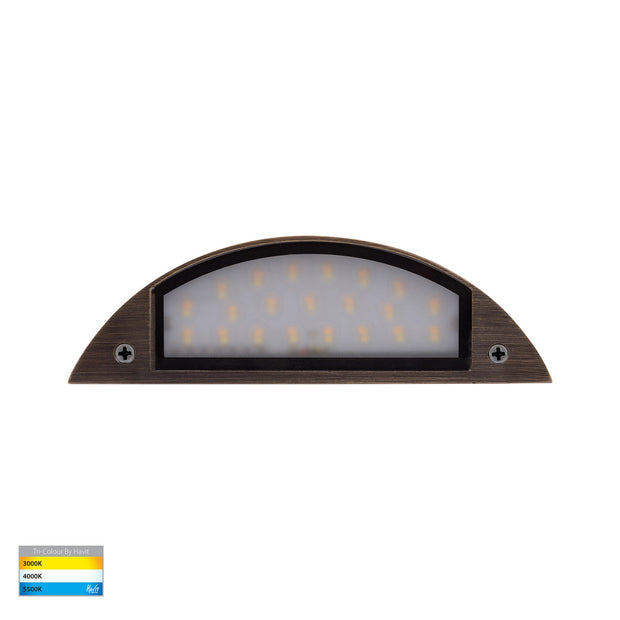 Curva 12V 7w 3CCT LED IP65 Curved Antique Brass Surface Mounted Wall Light