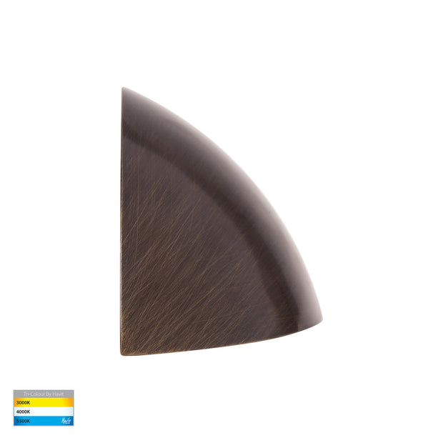 Curva 12V 7w 3CCT LED IP65 Curved Antique Brass Surface Mounted Wall Light