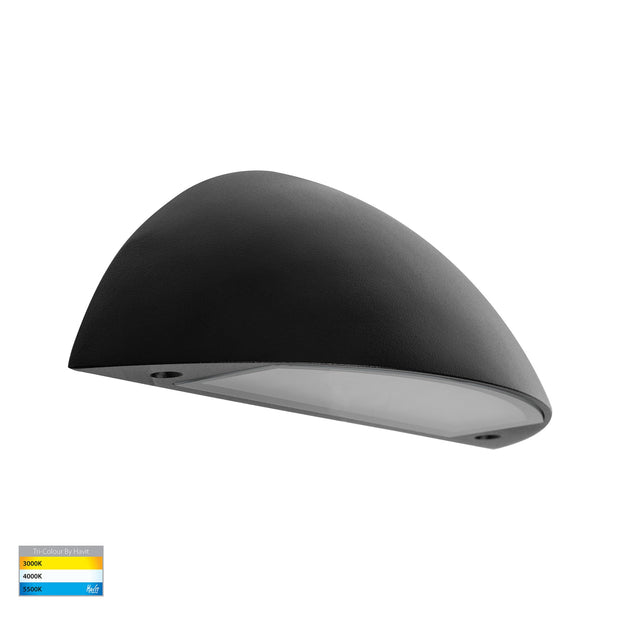 Curva 12V 7w 3CCT LED IP65 Curved Black Surface Mounted Wall Light