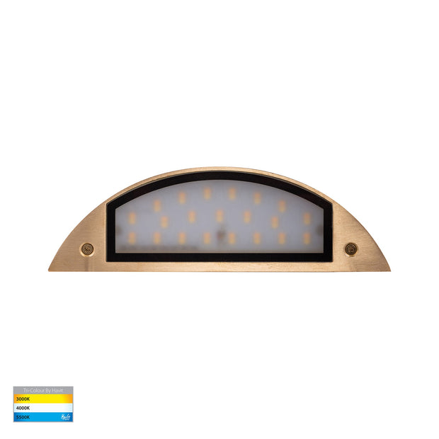Curva 12V 7w 3CCT LED IP65 Curved Brass Surface Mounted Wall Light