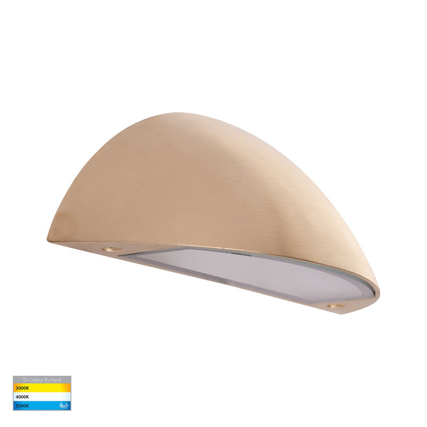 Curva 12V 7w 3CCT LED IP65 Curved Brass Surface Mounted Wall Light