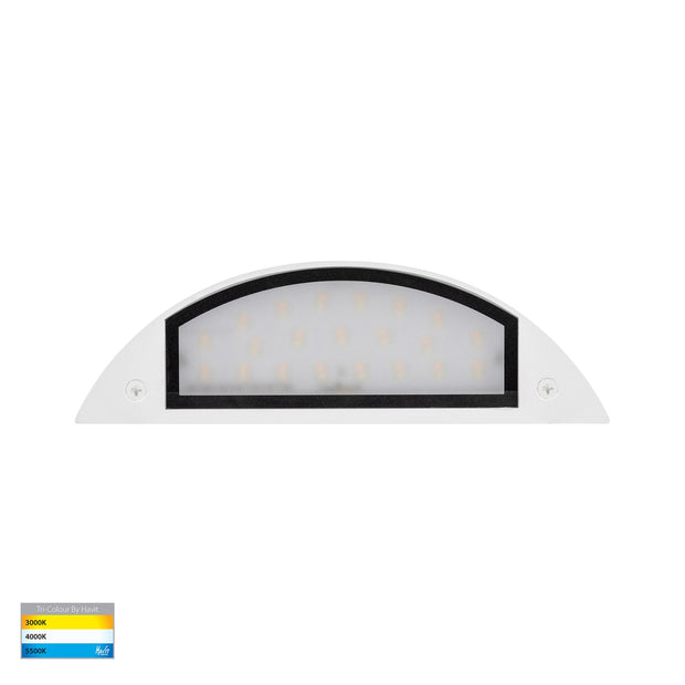 Curva 12V 7w 3CCT LED IP65 Curved White Surface Mounted Wall Light