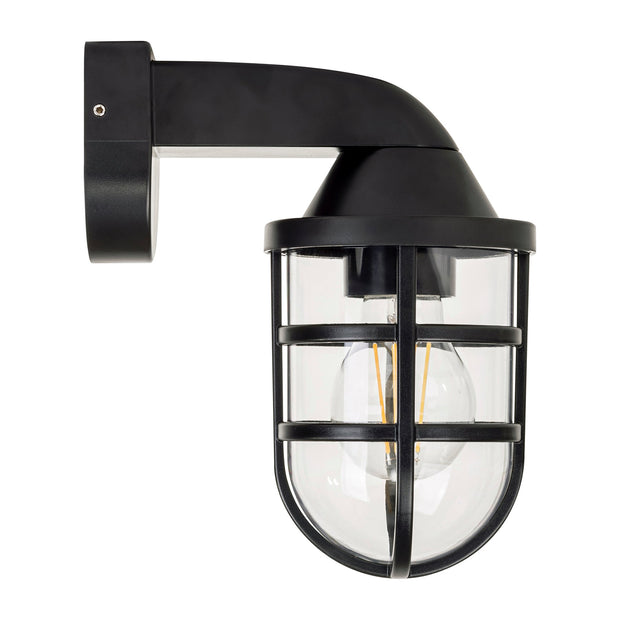 Marina IP 54 Black Polycarbonate Wall Light 8w E27 Warm White