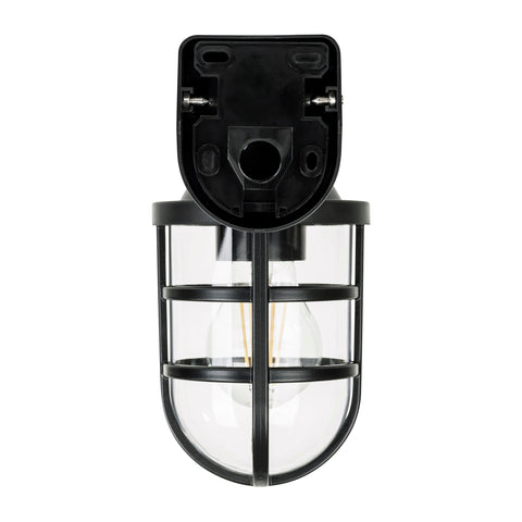 Marina IP54 Black Polycarbonate Wall Light 8w E27 Warm White