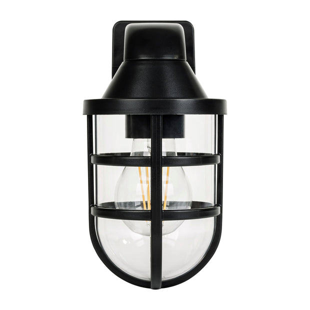 Marina IP 54 Black Polycarbonate Wall Light 8w E27 Warm White