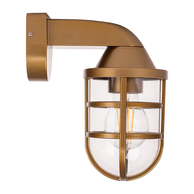 Marina IP54 Brass Coloured Polycarbonate Wall Light 8w E27 Warm White