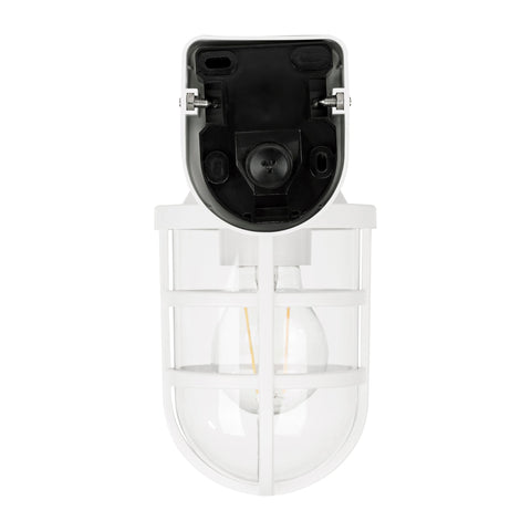 Marina IP54 White Polycarbonate Wall Light 8w E27 Warm White