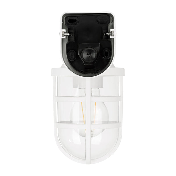Marina IP54 White Polycarbonate Wall Light 8w E27 Warm White