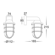 Marina IP 54 Black Polycarbonate Wall Light 8w E27 Warm White