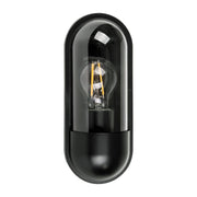 Lume IP65 Black Polycarbonate Wall Light 8w E27 Warm White