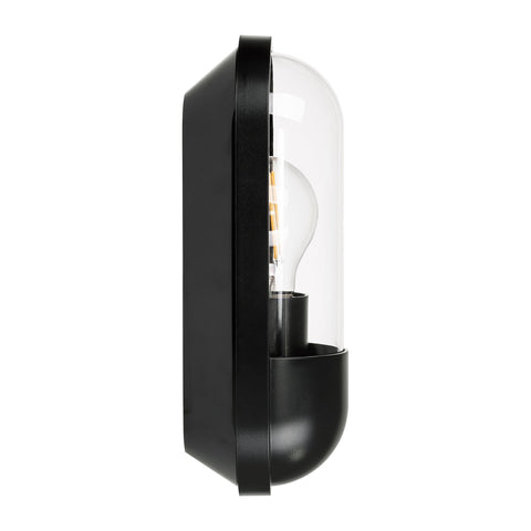 Lume IP65 Black Polycarbonate Wall Light 8w E27 Warm White