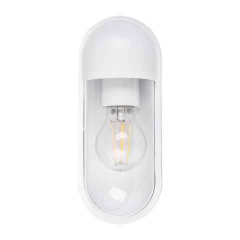 Lume White IP65 Polycarbonate Wall Light 8w E27 Warm White