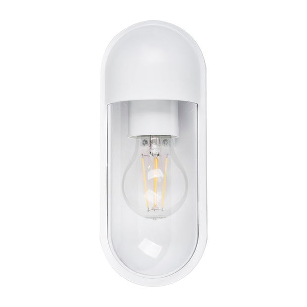 Lume White IP65 Polycarbonate Wall Light 8w E27 Warm White