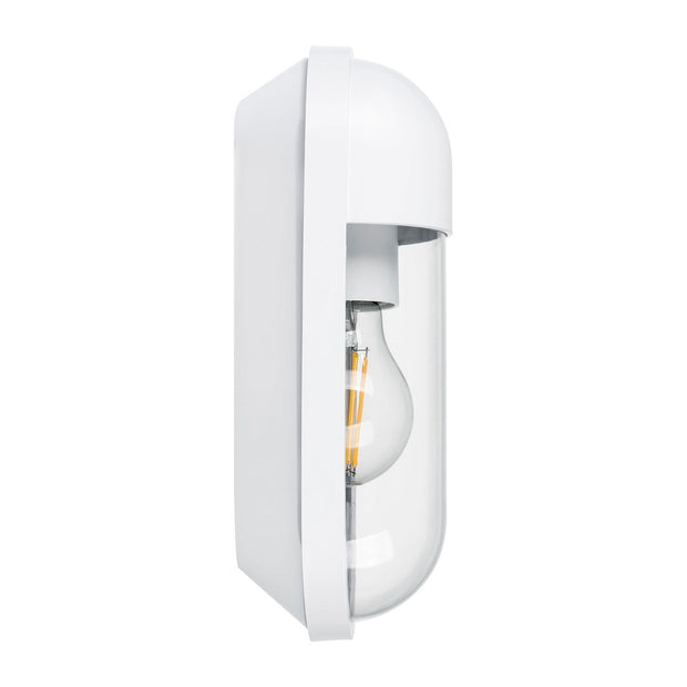 Lume White IP65 Polycarbonate Wall Light 8w E27 Warm White