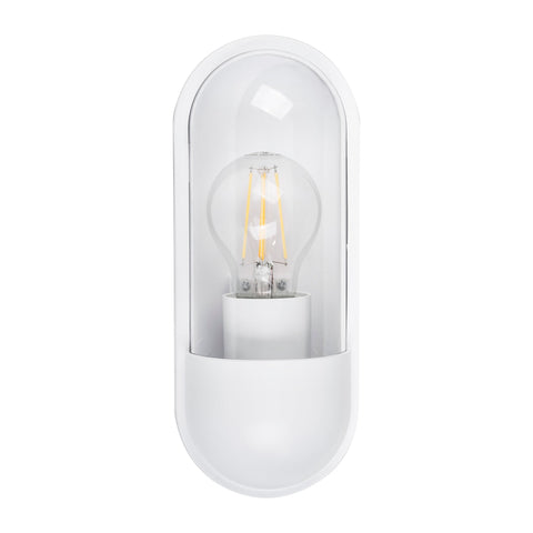 Lume White IP65 Polycarbonate Wall Light 8w E27 Warm White