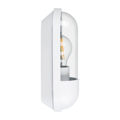 Lume White IP65 Polycarbonate Wall Light 8w E27 Warm White