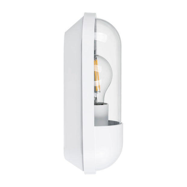 Lume White IP65 Polycarbonate Wall Light 8w E27 Warm White