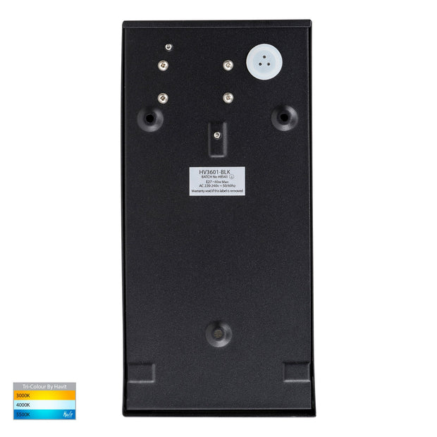 Taper Square 240v Wall Wedge Black E27 9w 3CCT