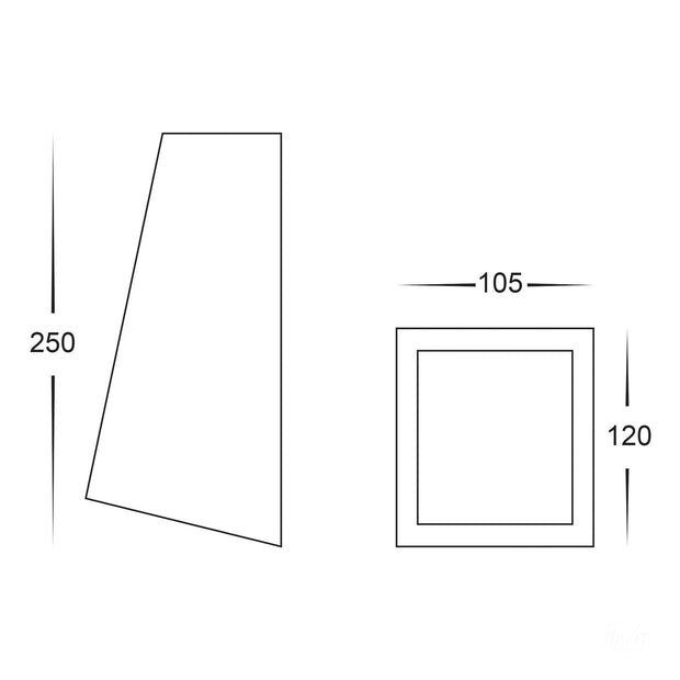 Taper Square 240v Wall Wedge Black E27 9w 3CCT