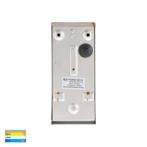 Taper Square 12v Wall Wedge 316 Stainless Steel MR16 5w 3CCT