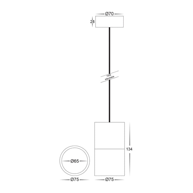 Nella 7w 120° 3CCT Black Pendant