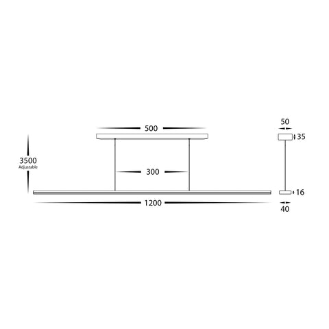 Proline White 40w CCT LED 1200mm Aluminium Pendant