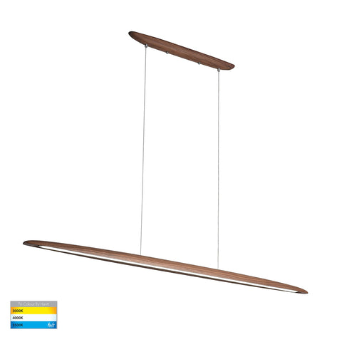 Noce 28w CCT LED 1800mm Dark Walnut Timber Dimmable Linear Pendant