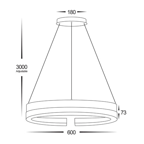 Orah 40w CCT LED 600mm Dark Walnut Timber + Black Aluminium Dimmable Round Pendant