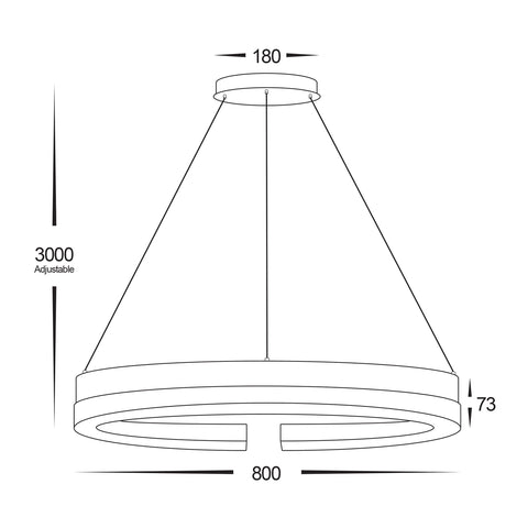 Orah 60w CCT LED 800mm Dark Walnut Timber + Black Aluminium Dimmable Round Pendant
