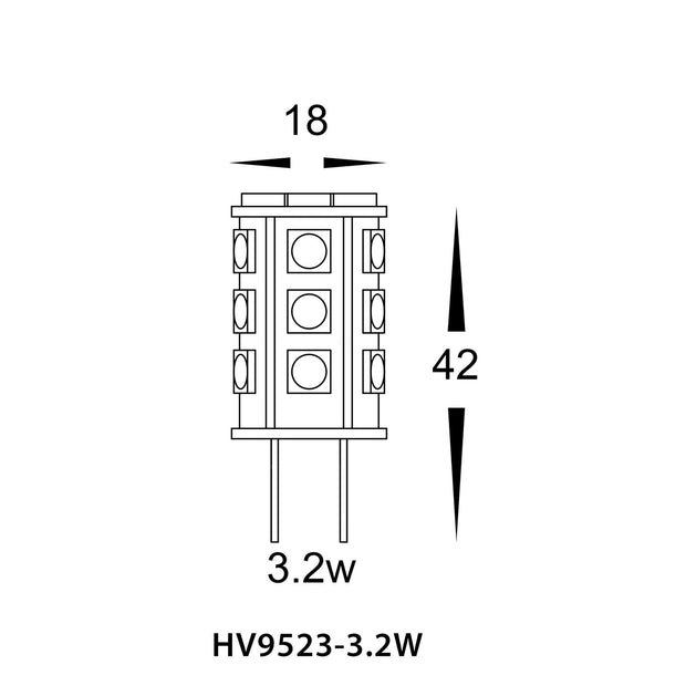 HV9523-3.2w Bi Pin 12v G4 3.2w 5500K Daylight