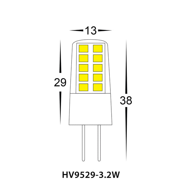 HV9529-3.2w Bi Pin 12v G4 3.2w 3000K Warm White