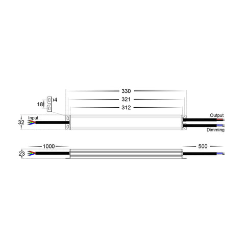 LED Driver 24v 100w DC IP66 TRIAC + 0/1-10V 2 in 1 Dimmable