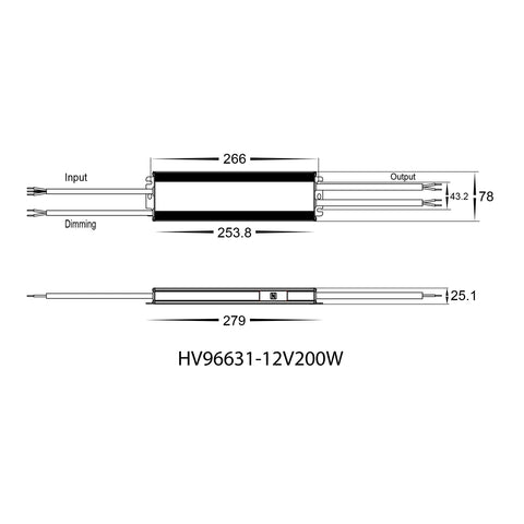LED Driver 12v 200w DC IP66 Dali Dimmable