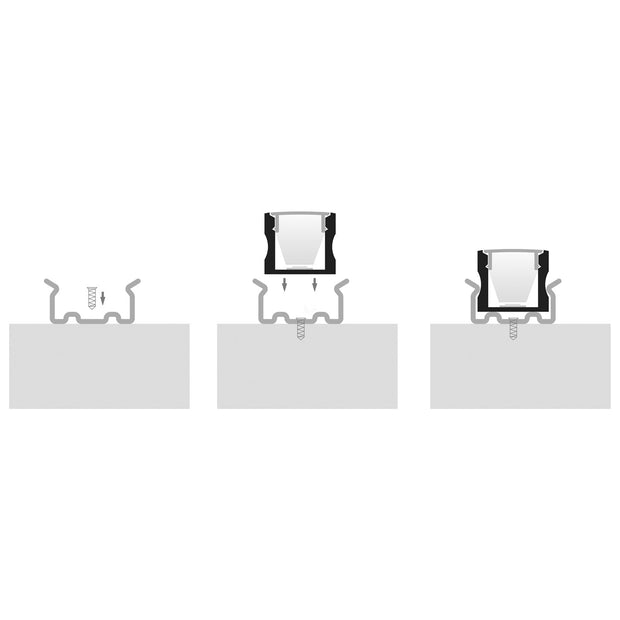 HV9693-1815 Aluminium Channel Extrusion - White 3m Length Supplied with 2x mounting clips + 2x end caps Opal Lens