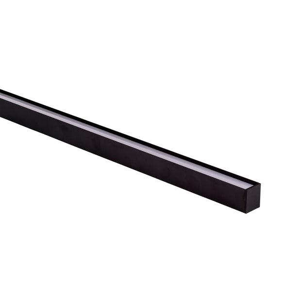 Deep Black Square Aluminium Profile with Standard Diffuser - Kit - per Metre