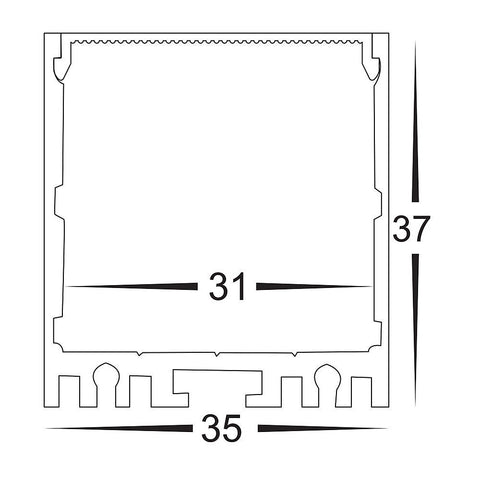 HV9693-3537 White Aluminium Square LED Profile Channel Per 3 Metre