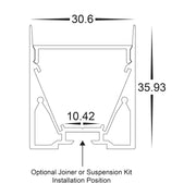 Deep Black Square Aluminium Profile with Standard Diffuser - Kit - per Metre