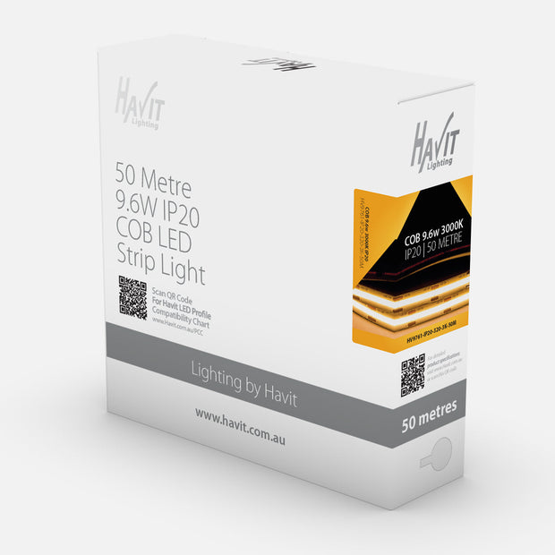 9.6w IP20 COB LED Strip 3000k 50m Roll