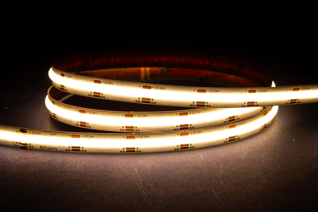 14.4W Tunable 3000K to 5500K COB Strip Lighting 24v DC IP20 / 30 Metre Roll