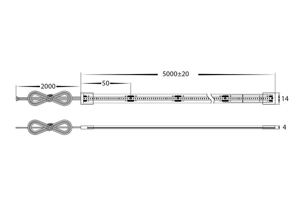 14.4W Tunable 3000K to 5500K COB Strip Lighting 24v DC IP67 / Per Metre