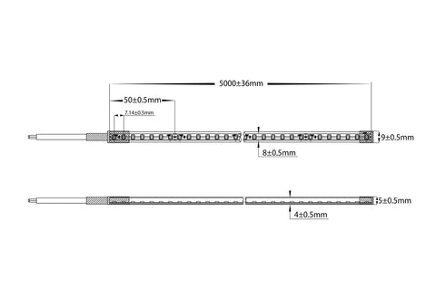 HV9791-IP67-140-5K HaviFlex 9.6w 24v 5500K Daylight IP67 Flexible 8mm LED Strip - Per Metre
