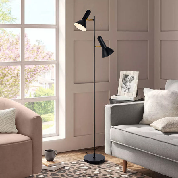 Hyvik 2 Light Black Floor Lamp