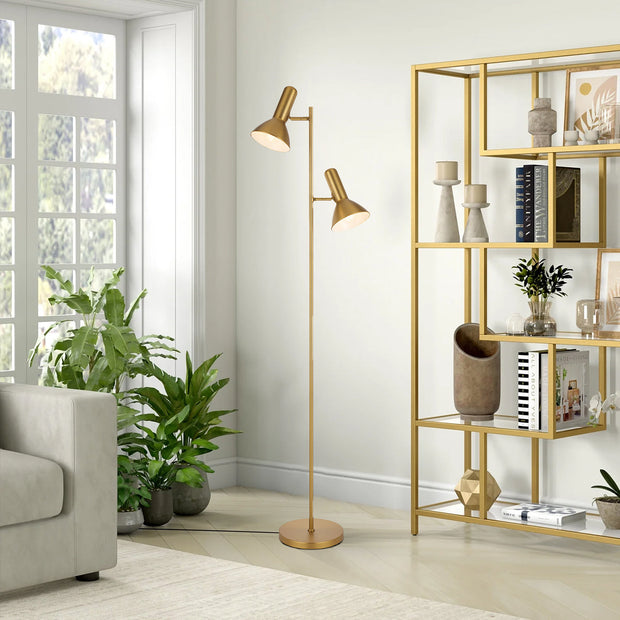 Hyvik 2 Light Brass Floor Lamp
