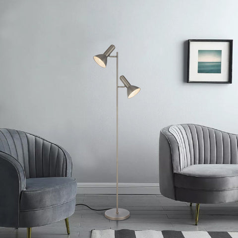 Hyvik 2 Light Nickel Floor Lamp