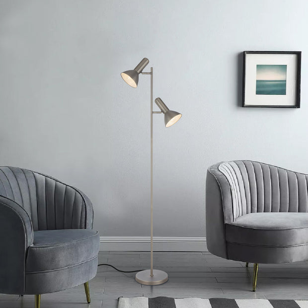 Hyvik 2 Light Nickel Floor Lamp