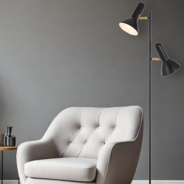 Hyvik 2 Light Black Floor Lamp