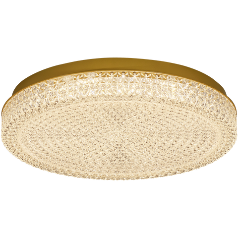 Ibis 48w CCT LED 480mm Crystalline Round Close to Ceiling Light Gold