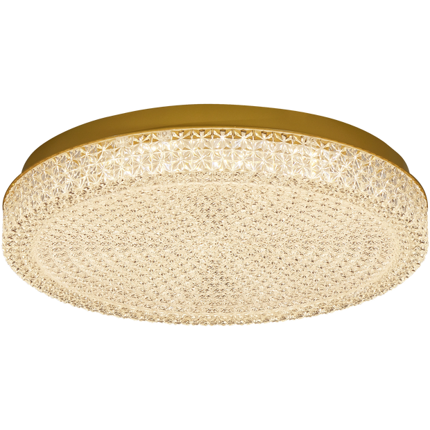 Ibis 48w CCT LED 480mm Crystalline Round Close to Ceiling Light Gold