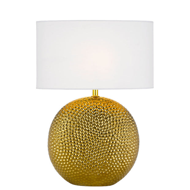 ICARIA Gold Ceramic with White Shade E27 Table Lamp