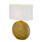 ICARIA Gold Ceramic with White Shade E27 Table Lamp